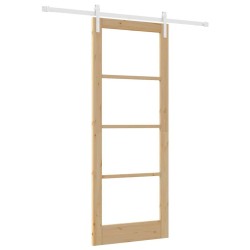 Porte coulissante avec kit de quincaillerie "ORKDAL" Bois massif et verre 