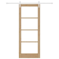Porte coulissante avec kit de quincaillerie "ORKDAL" Bois massif et verre 