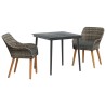 Ensemble de Jardin 3 pièces en poly rotin gris 