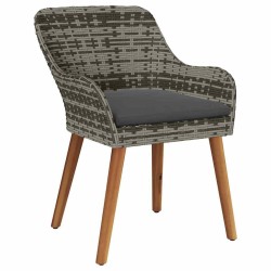 Ensemble de Jardin 3 pièces en poly rotin gris 