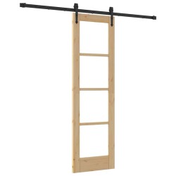 Porte Coulissante avec Ensemble de Matériel 61x198.5 cm Bois de Pin Massif 