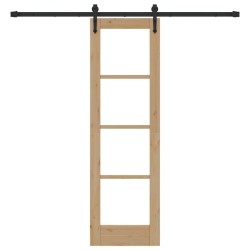 Porte Coulissante avec Ensemble de Matériel 61x198.5 cm Bois de Pin Massif 