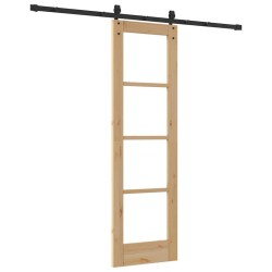 Porte Coulissante avec Ensemble de Matériel 61x198.5 cm Bois de Pin Massif 