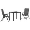 Ensemble repas de jardin 3 pièces en rattan poly gris 