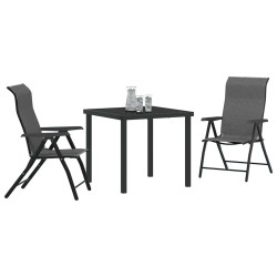 Ensemble repas de jardin 3 pièces en rattan poly gris 