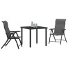 Ensemble repas de jardin 3 pièces en rattan poly gris 