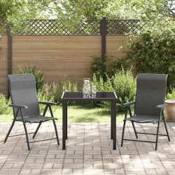 Ensemble repas de jardin 3 pièces en rattan poly gris 