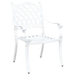 Chaises de jardin 2 pcs en aluminium moulé, blanches 