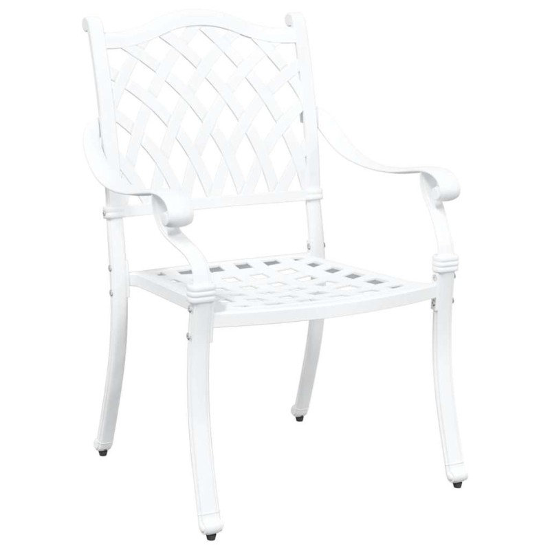 Chaises de jardin 2 pcs en aluminium moulé, blanches 