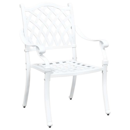 Chaises de jardin 2 pcs en aluminium moulé, blanches 
