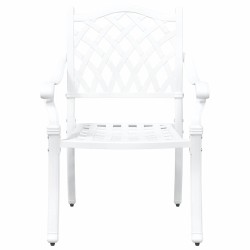 Chaises de jardin 2 pcs en aluminium moulé, blanches 