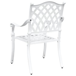Chaises de jardin 2 pcs en aluminium moulé, blanches 
