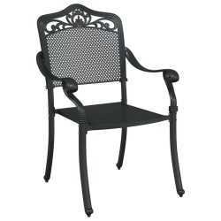 Chaises de jardin 2 pcs en alu moulé noir 