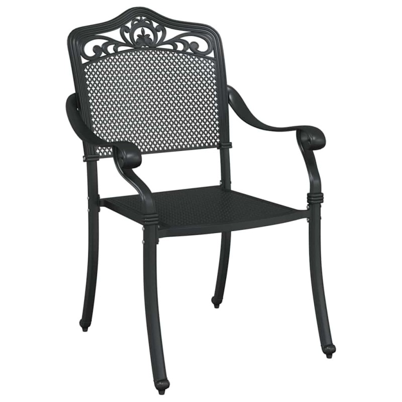Chaises de jardin 2 pcs en alu moulé noir 