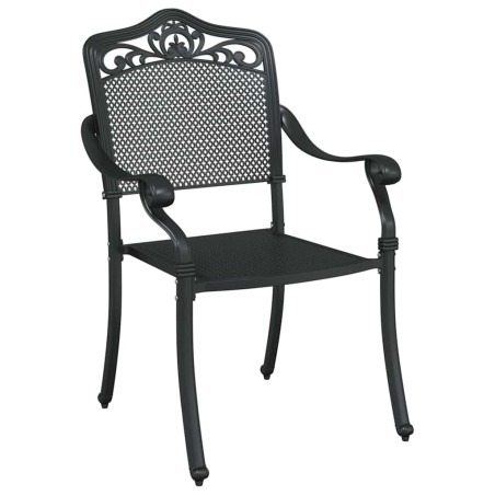 Chaises de jardin 2 pcs en alu moulé noir 