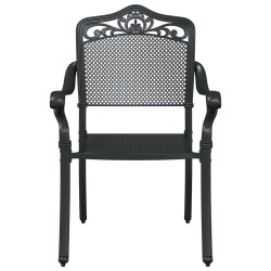 Chaises de jardin 2 pcs en alu moulé noir 