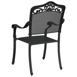 Chaises de jardin 2 pcs en alu moulé noir 