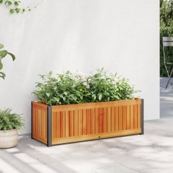Jardinière 80x30x27,5 cm bois massif d'acacia et acier 