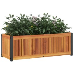 Jardinière 80x30x27,5 cm bois massif d'acacia et acier 