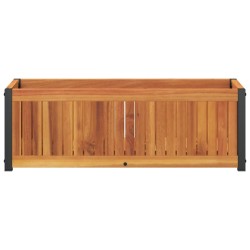 Jardinière 80x30x27,5 cm bois massif d'acacia et acier 