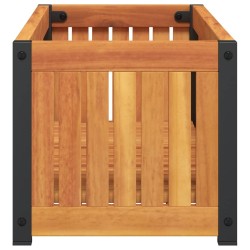 Jardinière 80x30x27,5 cm bois massif d'acacia et acier 