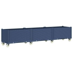 Jardinière à roulettes bleu gris 240x50x54 cm PP 