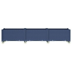Jardinière à roulettes bleu gris 240x50x54 cm PP 