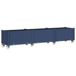 Jardinière à roulettes bleu gris 240x50x54 cm PP 