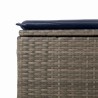 Tabouret de jardin avec coussin gris 55x55x37 cm en poly rotin 