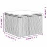 Tabouret de jardin avec coussin gris 55x55x37 cm en poly rotin 