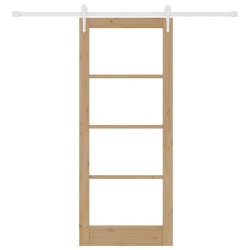 Ensemble de porte coulissante avec kit matériel 83x202 cm en bois massif de pin 