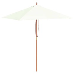 Parasol d'extérieur avec mât en bois 150x200 cm Sable 
