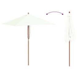 Parasol d'extérieur avec mât en bois 150x200 cm Sable 