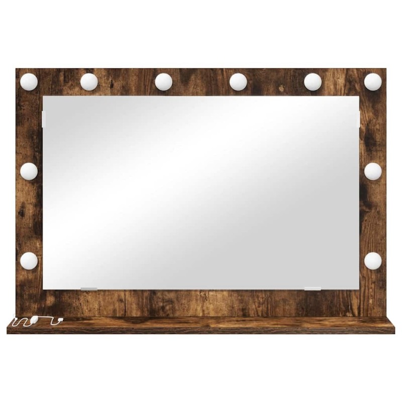 Miroir de vanité Chêne fumé Bois et verre 80 x 55 x 18 cm Miroir 