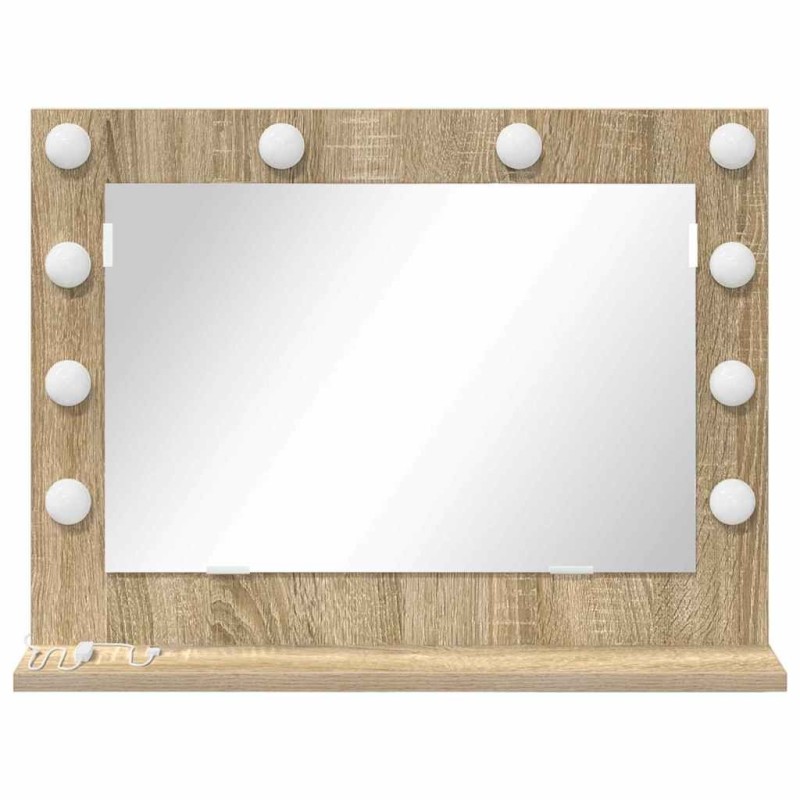 Miroir de Maquillage Chêne Sonoma Bois d'ingénierie, Verre Standard 