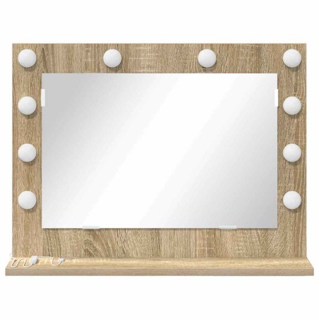 Miroir de Maquillage Chêne Sonoma Bois d'ingénierie, Verre Standard 