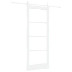 Porte coulissante avec quincaillerie 'ORKDAL'Bois massif blanc & Verre 