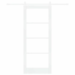 Porte coulissante avec quincaillerie 'ORKDAL'Bois massif blanc & Verre 
