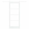 Porte coulissante avec quincaillerie 'ORKDAL'Bois massif blanc & Verre 