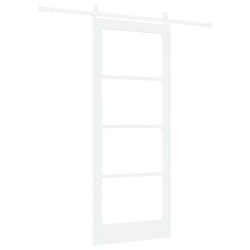 Porte coulissante avec quincaillerie 'ORKDAL'Bois massif blanc & Verre 