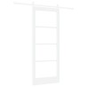 Porte coulissante avec quincaillerie 'ORKDAL'Bois massif blanc & Verre 