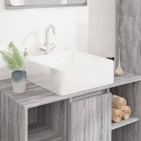 Lavabo blanc 37x37x13 cm céramique carré 