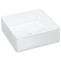 Lavabo blanc 37x37x13 cm céramique carré 