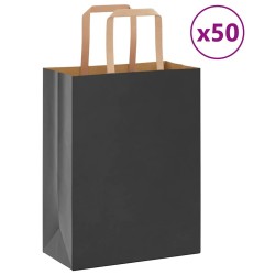 Sacs en papier 50 pcs avec poignées noir 21x11x28 cm 