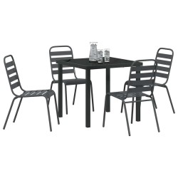 Set de salle à manger de jardin 5 pièces gris foncé en acier 