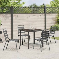 Set de salle à manger de jardin 5 pièces gris foncé en acier 
