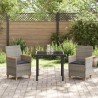 Ensemble de jardin de 3 pièces avec des coussins en poly rotin gris. 