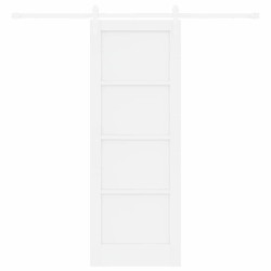 Porte Coulissante avec Kit de Quincaillerie Blanche 73.5x198.5 cm Bois Massif Pin 