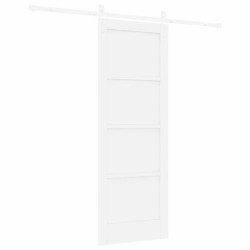 Porte Coulissante avec Kit de Quincaillerie Blanche 73.5x198.5 cm Bois Massif Pin 