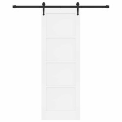 Porte Coulissante avec Ensemble de Matériel Blanche 73,5x211 cm en Bois de Pin Massif 